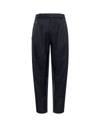 DHOW: Full-cut multi-seam pants in navy cotton satin