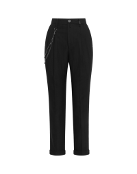 COURAGE: Black herringbone cropped and pleated pants