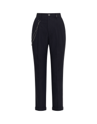 COURAGE: Navy herringbone cropped and pleated pants