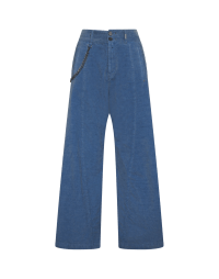 GIDDY: Wide leg pant in sky blue cotton and linen corduroy