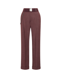 RATIONALE: Pantaloni sartoriali in mini pied-de-poule rosso mattone