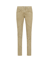 WISE UP: Slim leg pants in green cotton and linen