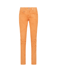 WISE UP: Slim leg pants in orange cotton and linen