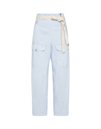 ADVENTURE: Pale blue wide leg pants with diagonal off-centre zip