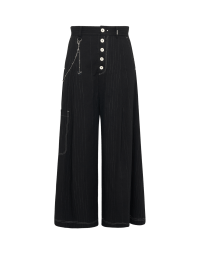 LAVISH: Black pinstriped pants with button-thru front