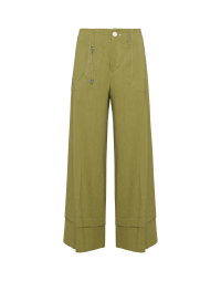 TO AND FRO: Pantaloni ampi in misto canapa verde