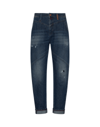 HAPHAZARD: A-gender style jeans in with diagonal seams