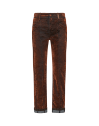 INTERUPT: Rust colour flock denim jeans with seamed leg