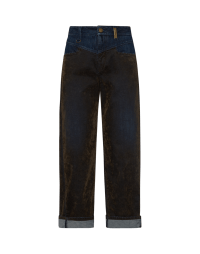 IN AGREEMENT: Jeans in denim blu e denim floccato verde