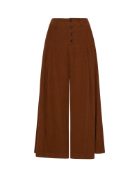 LAVISH: Wide leg pants in chestnut brown corduroy