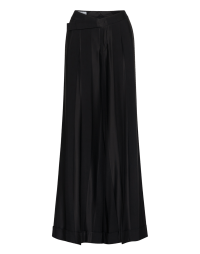 OUTRAGE: Black wide leg striped pants with V waist