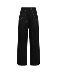 ABOUT-TURN: Pantalone nero gessato a gamba larga con cuciture diagonali