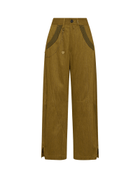 ABOUT-TURN: Gold pinstripe wide leg pants with diagonal seams