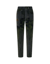 RING ON: Green foliage printed velvet pants