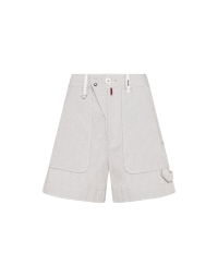 BRIEFLY: Bermuda shorts in beige and white seersucker cotton