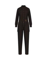OUTWIT: Jumpsuit in copper brown overdyed denim