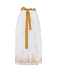 RE-CREATE: Ivory ramie skirt with yellow embroidery