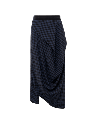 JOVIAL: Asymmetrically cut skirt in dusty blue and black check