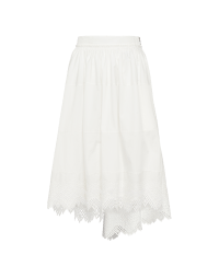 HOPEFULLY: Ivory pleated-on skirt with asymmetric lace hem
