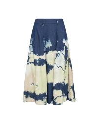 AWAKEN: Tie-dye denim skirt with multicolour over dye