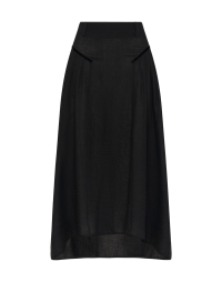TANTALIZE: Black midi skirt in brushed wool