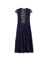 DALLY: Multi fabric plain and floral dress