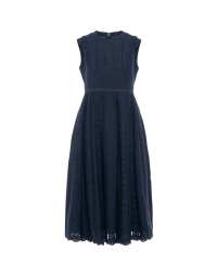 DIVINE: Navy dress with bands of embroidery