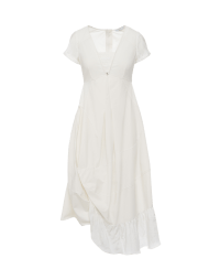 FLIPPANCY: Multi-panel dress in ivory cotton mix and cupro