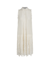 LA-DI-DA: sleeveless drop waist dress in ivory cotton and lace