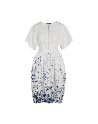 LYRICAL: Ivory egg shape dress with navy painted hem