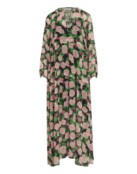 IDYLL: Ankle length dress in floral printed silk