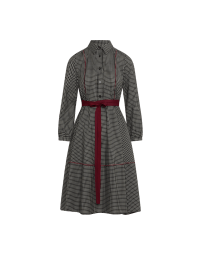 LATTICE: Shirtwaist dress in black and ivory wool check