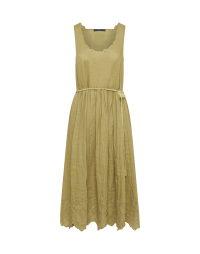 INVITATION: Green embroidered ramie dress