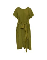 MODESTY: Green dress in poplin and jersey