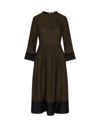 REMEMBER: Dark brown dress in wool with velvet and cupro