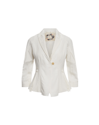 WELCOME: Short fitted shawl collar jacket in cream