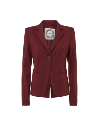 DOUBLE UP: One button jacket in brick red jersey