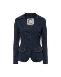 CAPABILITY: Fitted pinstripe jacket in navy