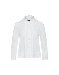 RIGHTEOUS: Ivory ramie shirt with a embroidered front