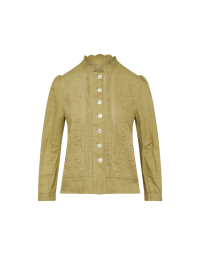 RIGHTEOUS: Green ramie shirt with a embroidered front