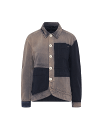 REVERSE: Work shirt-jacket in navy ‘patchwork’ faded cotton
