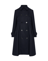 LIKENESS: Double-breasted coat in heavy navy wool