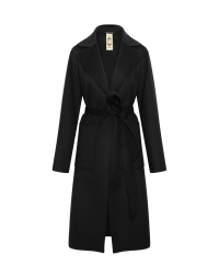 ENVIOUS: Cappotto nero in lana e cashmere con cintura