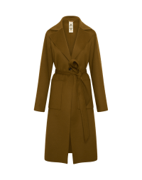 ENVIOUS: Dark brass wool and cashmere belted coat