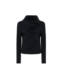 SHAMAL: Shawl collar jacket black wool mix jersey