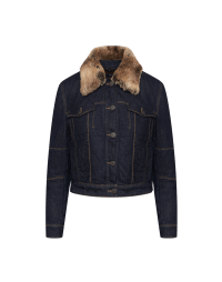 LASTING: Padded denim jacket with faux fur collar