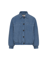 SECRECY: Padded jacket in sky blue pre-faded corduroy