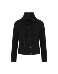 WONDERLAND: Funnel collar jacket in black jersey
