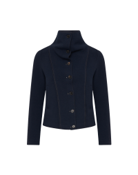 WONDERLAND: Funnel collar jacket in navy jersey