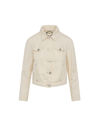 PRAGMATIC: Short jeans style jacket in ivory cotton linen